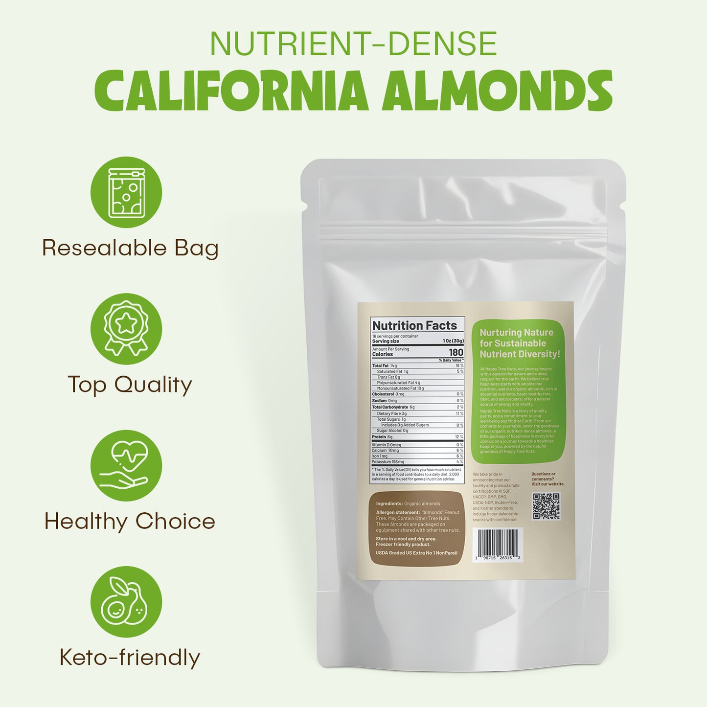 Happy Tree Nuts Organic Slivered Almonds