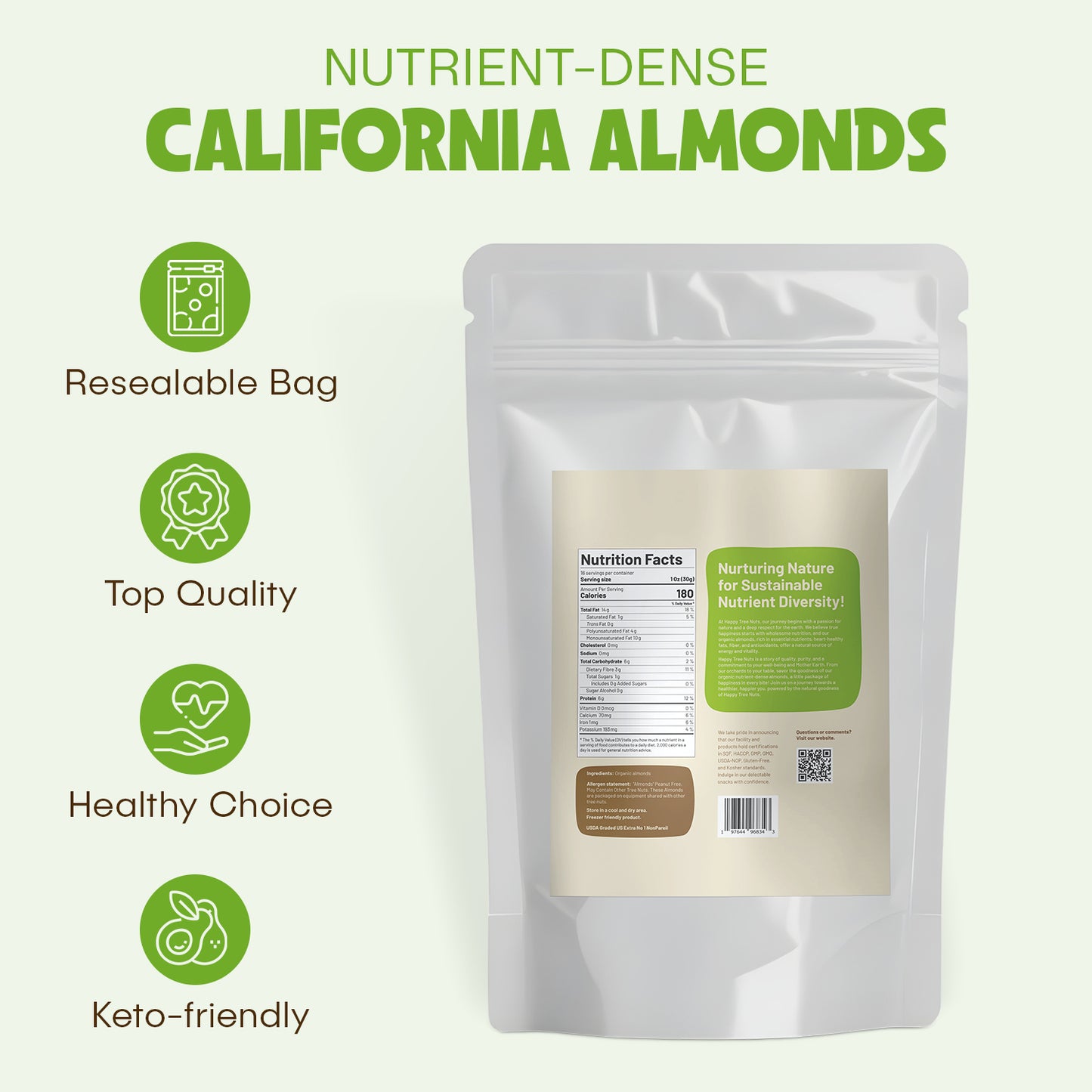 Happy Tree Nuts Organic Diced Almonds