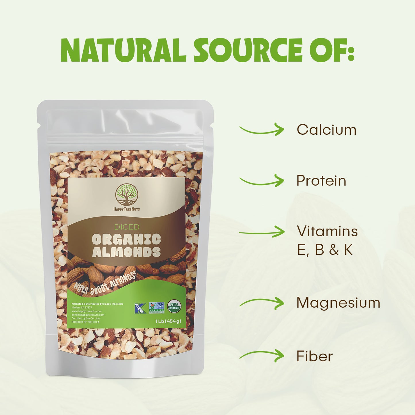 Happy Tree Nuts Organic Diced Almonds