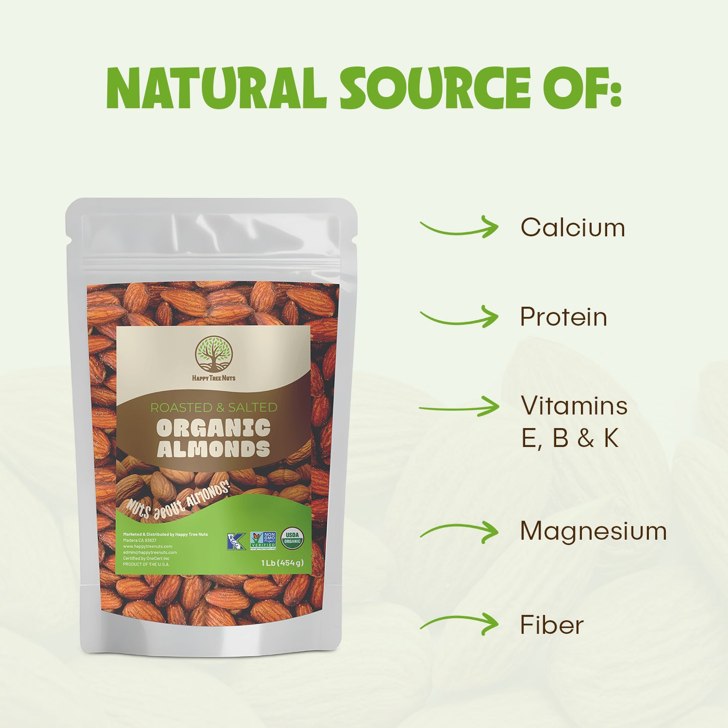 Happy Tree Nuts Organic Roasted & Salted Almonds